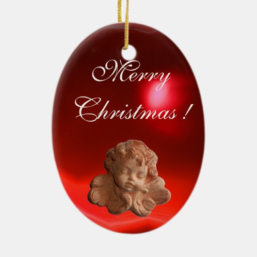 LITTLE FLORENTINE ANGEL Red Ruby Gem Stone Keramisch Ornament (Achterkant)