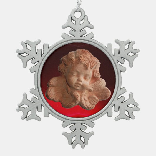 LITTLE FLORENTINE ANGEL Red Ruby Gem Stone Tin Sneeuwvlok Ornament (Voorkant)