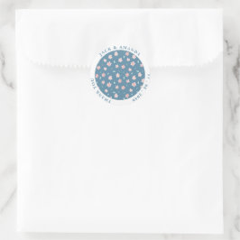 Little Flower Blue Chic Trouwstickers Ronde Sticker