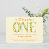 Little Flower Cute Daisy First Birthday Kaart (Staand voorkant)