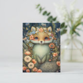 Little Flower Fox Briefkaart (Staand voorkant)