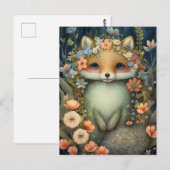 Little Flower Fox Briefkaart (Voorkant / Achterkant)
