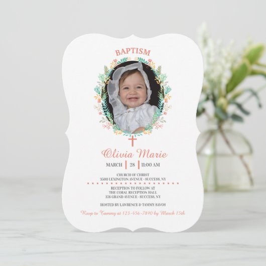 Little Flower Lijst Fotouitnodiging Kaart (Staand voorkant)