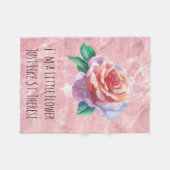 Little Flower Pink Rose St. Therese Fleece Deken (Voorkant (Horizontaal))