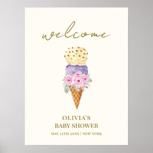 Little Flower Scoop Ice Cream Baby shower Welkom Poster