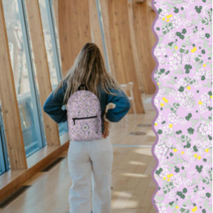 Little Flowers lila achtergrond Bedrukte Rugzak