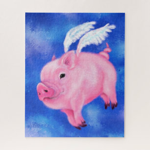 Little Flying Piggy Angel - Tekening Art Collectie Legpuzzel