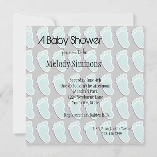 Little Footprints Baby shower Kaart (Achterkant)