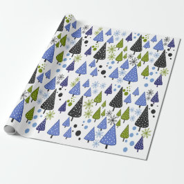 Little Forest Blauw-Groen inpakpapier