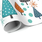 Little Forest Blauwgroen-Sinaasappel inpakpapier (Rol Hoek)