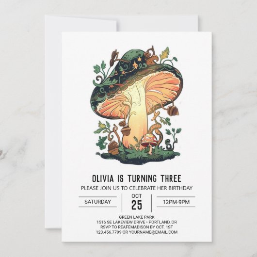 Little Forest digitale paddenstoelverjaardag Kaart (Voorkant)