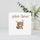 Little Forest Friends Baby Milestone Card – Hello  Feestdagenkaart (Staand voorkant)