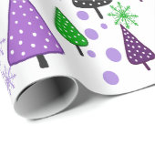 Little Forest Groen-Paarse inpakpapier (Rol Hoek)