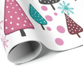 Little Forest Roze-Blauwgroen inpakpapier (Rol Hoek)