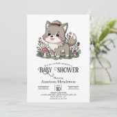Little Forest Wolf Baby shower Kaart (Staand voorkant)