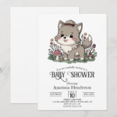 Little Forest Wolf Baby shower Kaart (Voorkant / Achterkant)