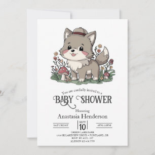 Little Forest Wolf Baby shower Kaart
