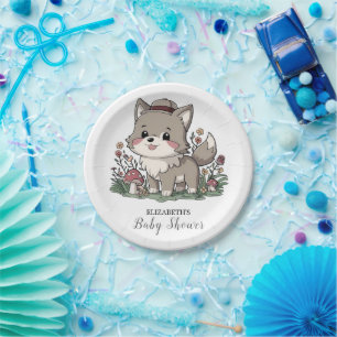 Little Forest Wolf Baby shower Papieren Bordje
