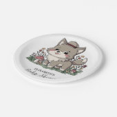 Little Forest Wolf Baby shower Papieren Bordje (Gekanteld)