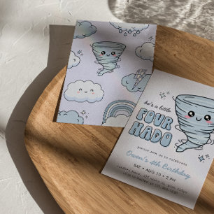 Little Fournado Blue Tornado 4e verjaardag Kaart