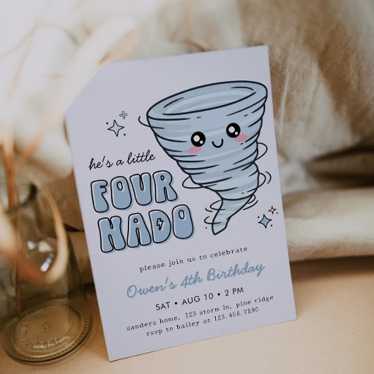 Little Fournado Blue Tornado 4e verjaardag Kaart