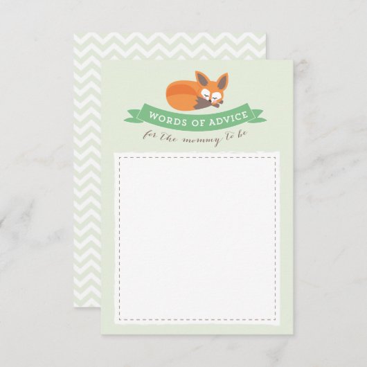 Little Fox Advice Kaart Baby shower Game (Voorkant / Achterkant)