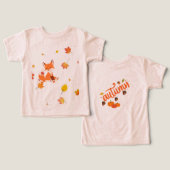 Little Fox & Autumn Leaves Baby T-shirt (Ontwerp Voorkant & Achterkant)