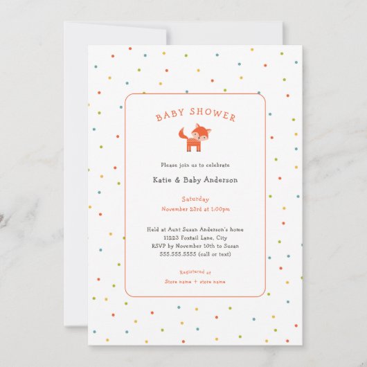 Little Fox Baby shower Invitation Bedankkaart (Voorkant)