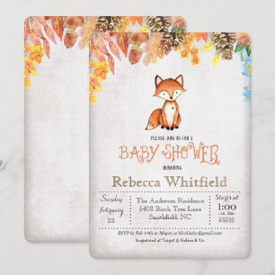 Little Fox Baby shower Invitation Kaart