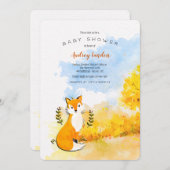 Little Fox Baby shower Invitation Kaart (Voorkant / Achterkant)