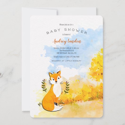 Little Fox Baby shower Invitation Kaart (Voorkant)