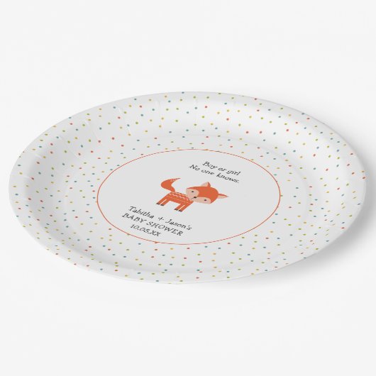 Little Fox baby shower Papieren Bordje (Gekanteld)