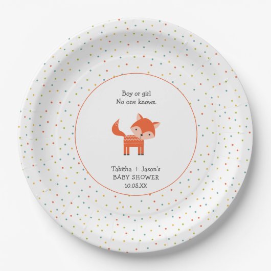 Little Fox baby shower Papieren Bordje (Voorkant)