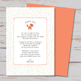 Little Fox bedankt gedicht bedankkaart