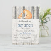 Little Fox Birch Baby shower Invitation Kaart (Staand voorkant)
