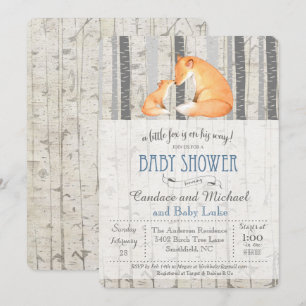 Little Fox Birch Baby shower Invitation Kaart
