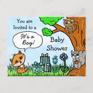 Little Fox Boy's Baby shower Invitation Briefkaart