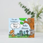 Little Fox Boy's Baby shower Invitation Briefkaart (Staand voorkant)