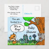Little Fox Boy's Baby shower Invitation Briefkaart (Voorkant / Achterkant)