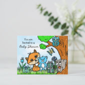 Little Fox Boy's Baby shower Invitation Briefkaart (Staand voorkant)