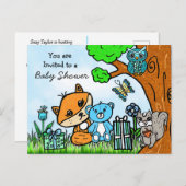 Little Fox Boy's Baby shower Invitation Briefkaart (Voorkant / Achterkant)