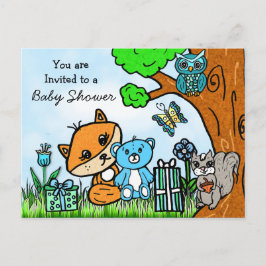 Little Fox Boy's Baby shower Invitation Briefkaart
