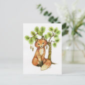 Little Fox - Cute Animal Art Briefkaart (Staand voorkant)