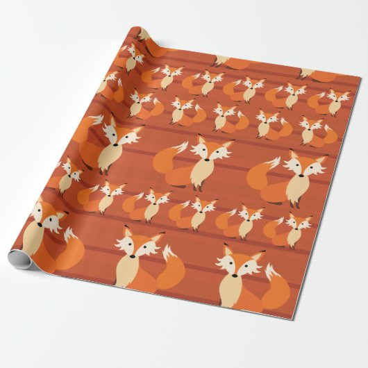 Little Fox Cute Colorful 1st Birthday Party Theme Cadeaupapier (Uitgerold)