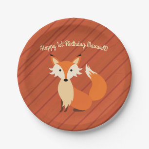 Little Fox Cute Colorful 1st Birthday Party Theme Papieren Bordje