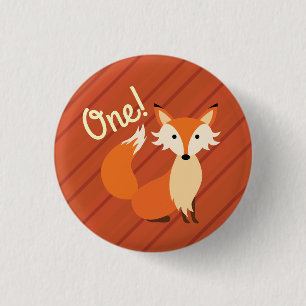 Little Fox Cute Colorful 1st Birthday Party Theme Ronde Button 3,2 Cm
