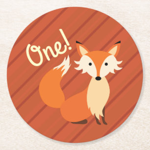 Little Fox Cute Colorful 1st Birthday Party Theme Ronde Kartonnen Onderzetter