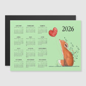 Little Fox Design 2026 Calendar Magnetic Card (Voorkant / Achterkant)