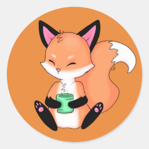 Little Fox Drink Tea Stickers