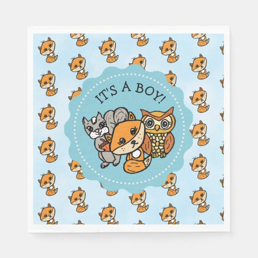 Little Fox en Forest Friends Baby shower Servet (Voorkant)